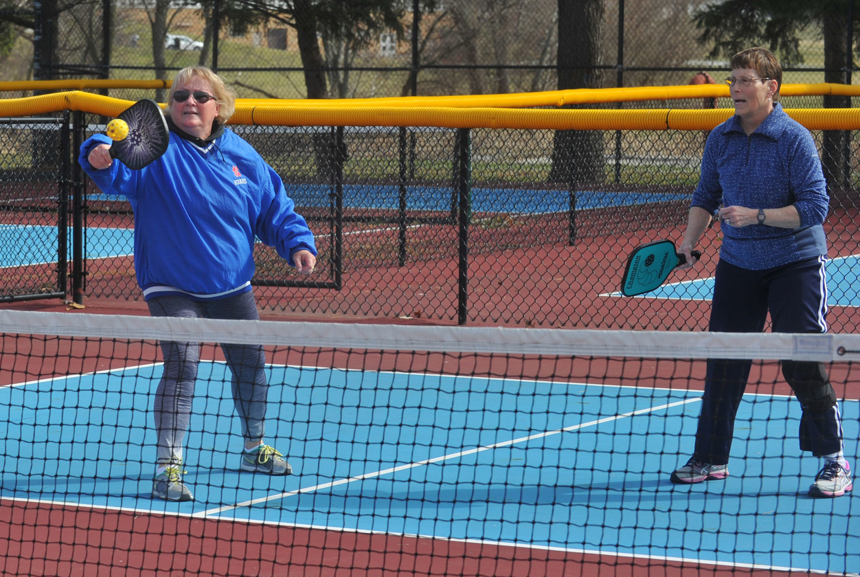 Enjoying a game of pickleball